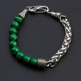 Pulseira Masculina de aço inox e pedras naturais olho de tigre